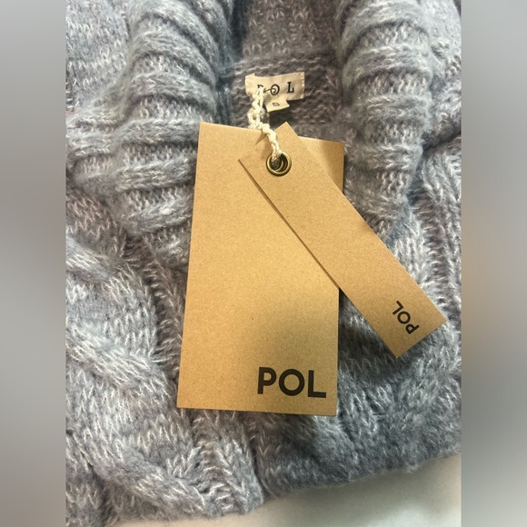 POL Gray Cable Cozy soft Turtleneck Long Sleeve Knit Sweater - Picture 6 of 9
